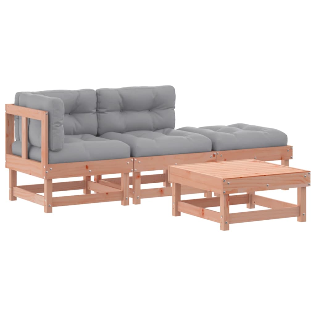 vidaXL 4-delige Loungeset met kussens massief douglashout
