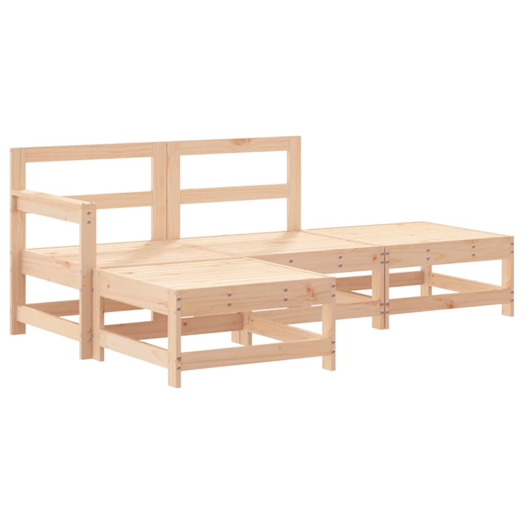 vidaXL 4-delige Loungeset met kussens massief hout afbeelding