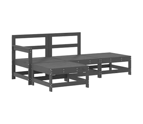 vidaXL 4-tlg. Garten-Lounge-Set mit Kissen Grau Massivholz