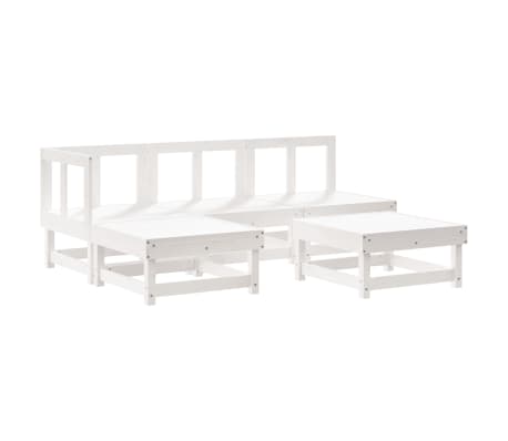 vidaXL Juego de muebles jard&iacute;n 5 piezas y cojines madera maciza blanco
