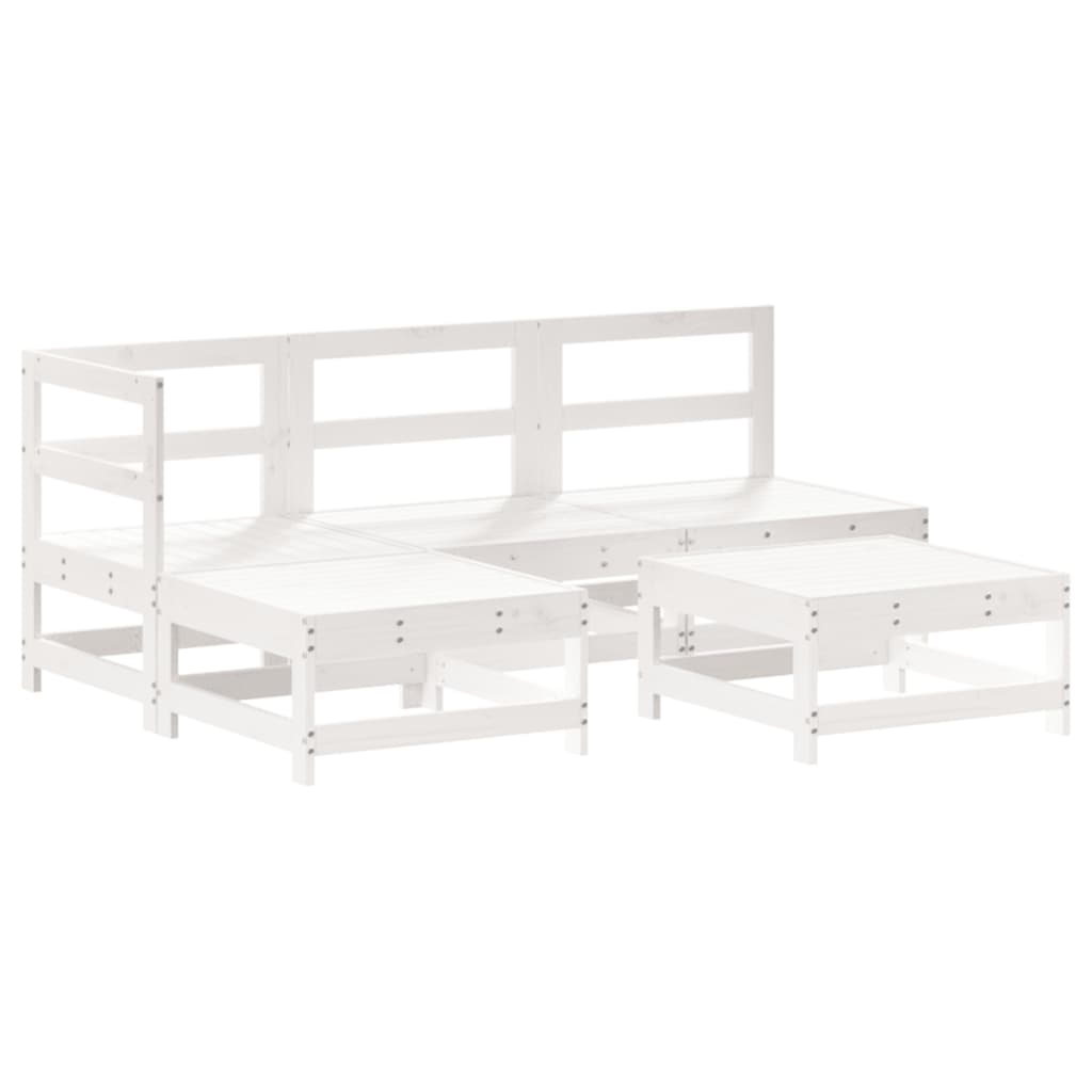 vidaXL 5-delige Loungeset met kussens massief hout wit afbeelding