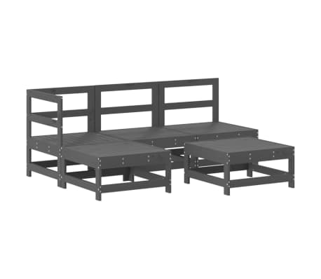vidaXL Set mobilier grădină cu perne, 5 piese, gri, lemn masiv
