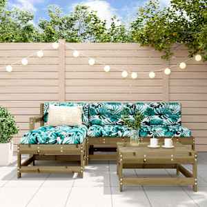 Vrtna garnitura 5-delna z blazinami impregnirana trdna borovina