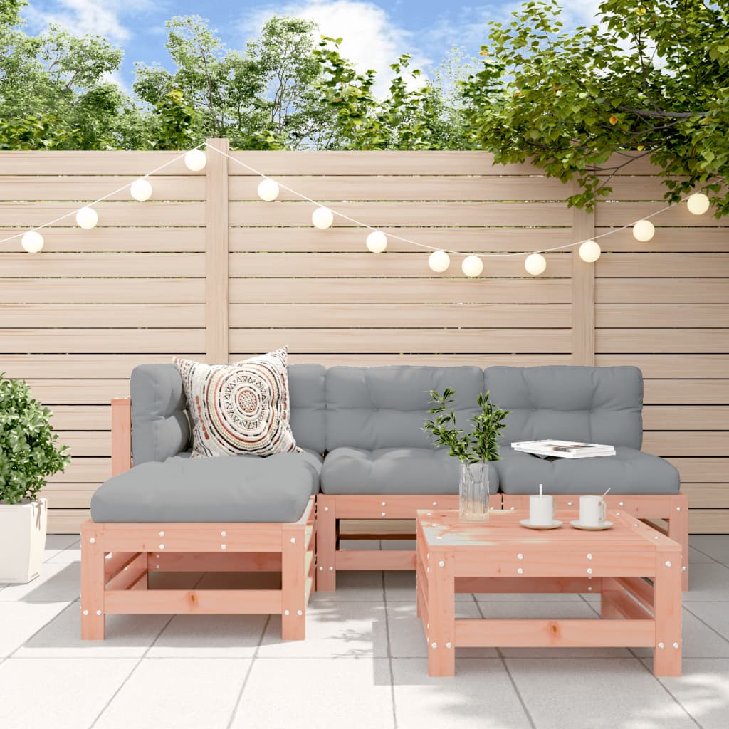 vidaXL 5-tlg. Garten-Lounge-Set mit Kissen Massivholz Douglasie