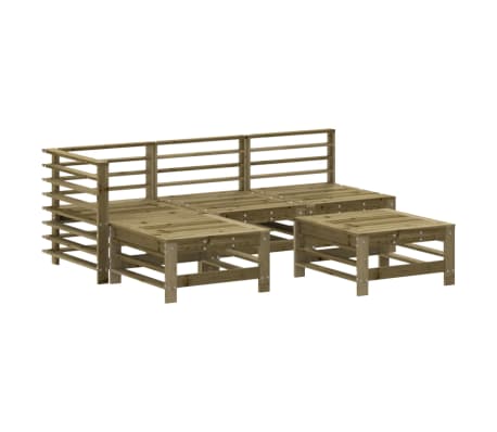 vidaXL 5 pcs conjunto lounge de jardim c/ almofad&otilde;es pinho impregnado