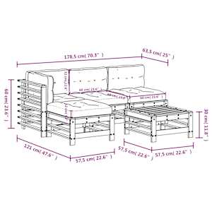 5dílná zahradní sedací souprava a podušky impregnovaná borovice - obrázek 9