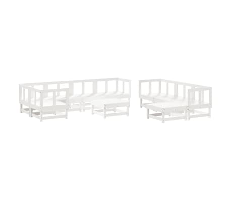 vidaXL 10-tlg. Garten-Lounge-Set mit Kissen Wei&szlig; Massivholz
