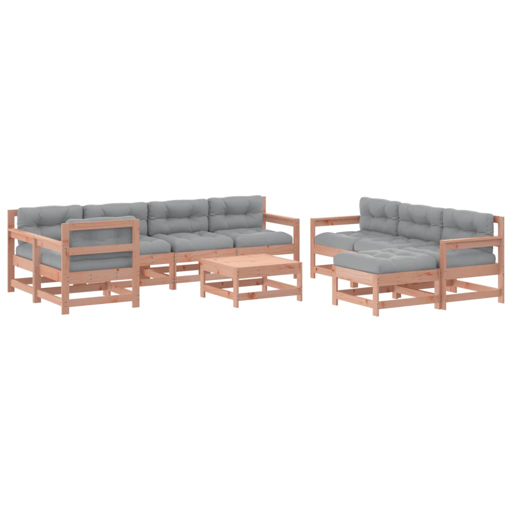 vidaXL 10-delige Loungeset met kussens massief douglashout
