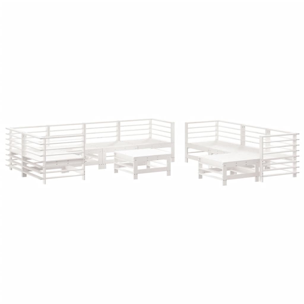 vidaXL 10-delige Loungeset met kussens massief hout wit afbeelding