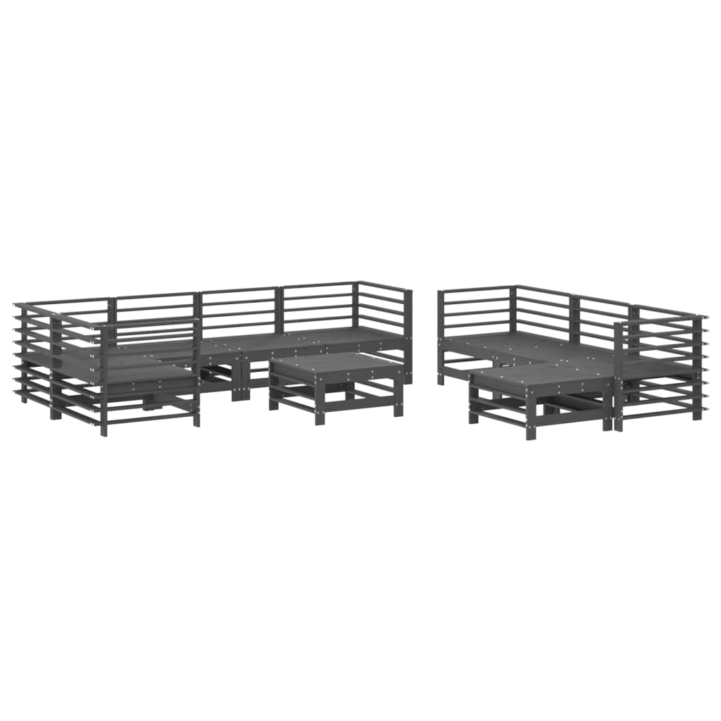 Thumbnail - vidaXL 10-tlg. Garten-Lounge-Set mit Kissen Grau Massivholz