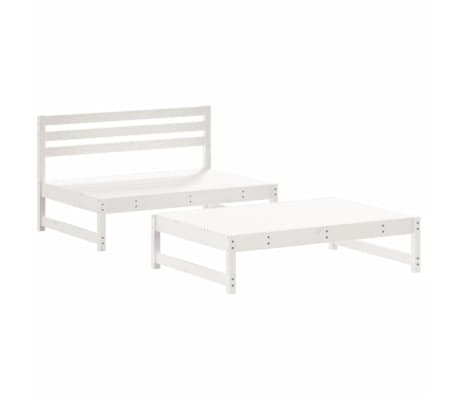 vidaXL Salon de jardin 2 pcs avec coussins blanc bois massif