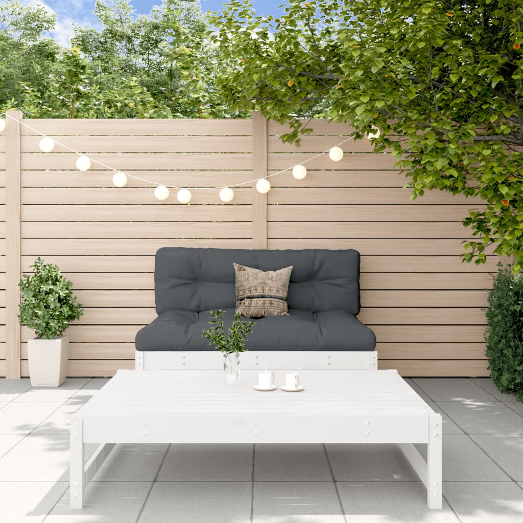 vidaXL 2-tlg. Garten-Lounge-Set mit Kissen Weiß Massivholz