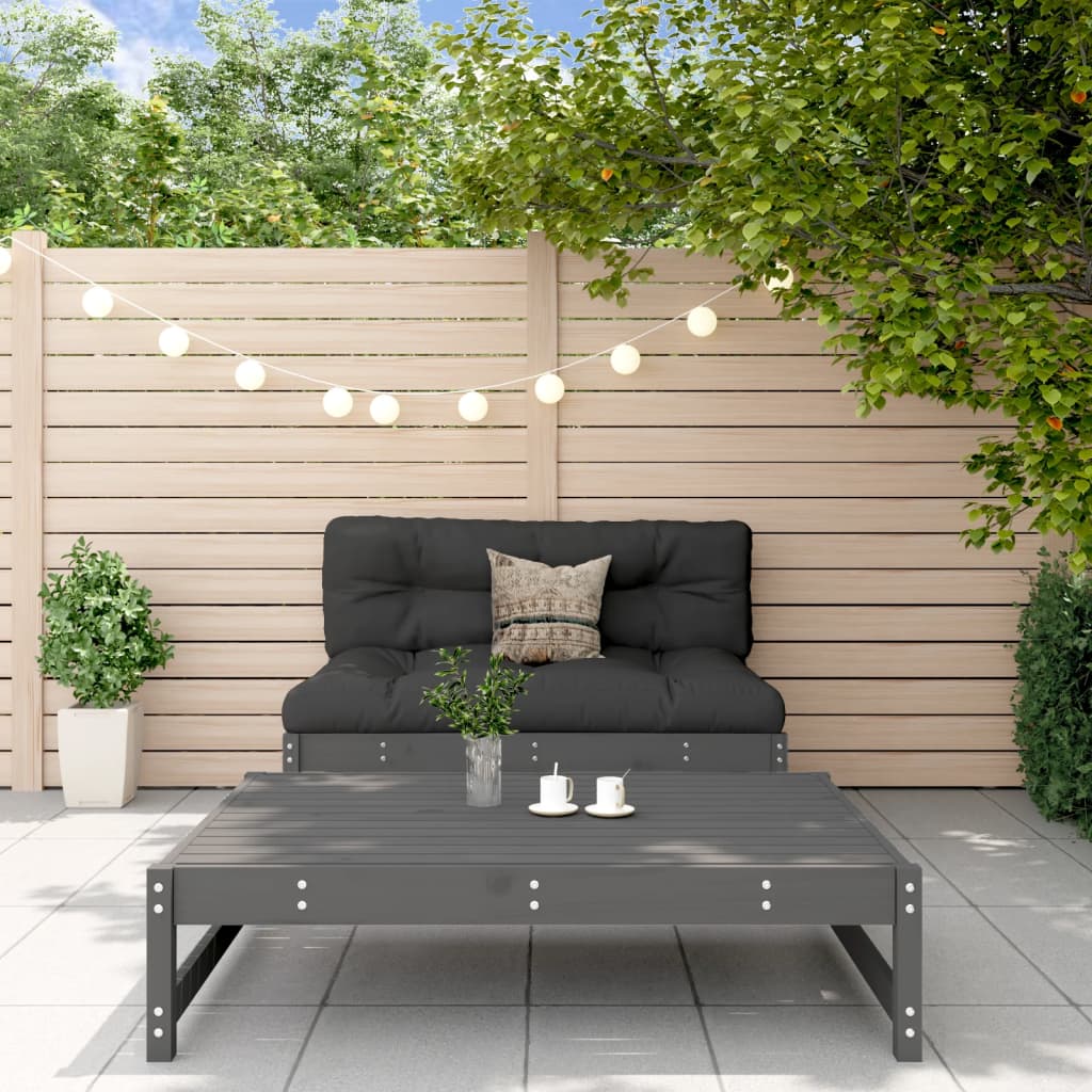 vidaXL 2-tlg. Garten-Lounge-Set mit Kissen Grau Massivholz