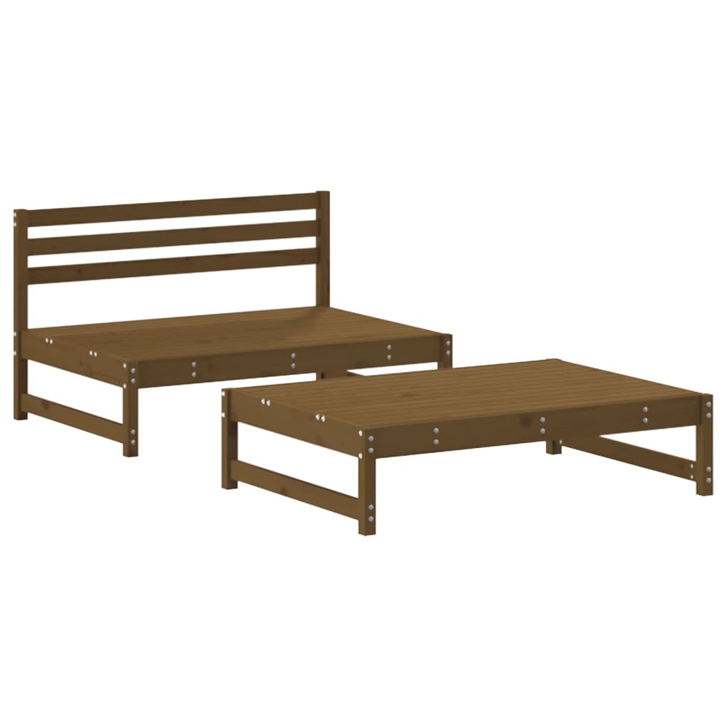 vidaXL 2-delige Loungeset met kussens massief hout honingbruin afbeelding