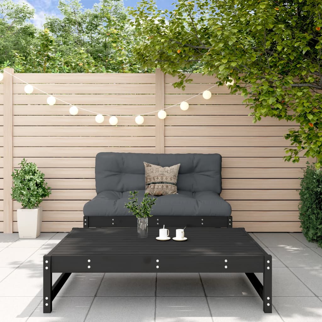 vidaXL Set mobilier de gradina cu perne, 2 piese, negru, lemn masiv