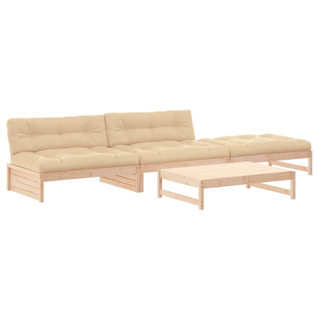 Thumbnail - vidaXL 4-tlg. Garten-Lounge-Set mit Kissen Massivholz