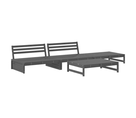 vidaXL 4-dijelna vrtna garnitura s jastucima siva od masivnog drva