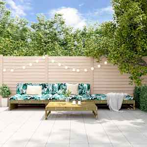 Vrtna garnitura 4-delna z blazinami impregnirana trdna borovina