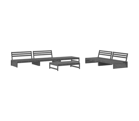 vidaXL 6 pcs conjunto lounge jardim c/ almofadões madeira maciça cinza