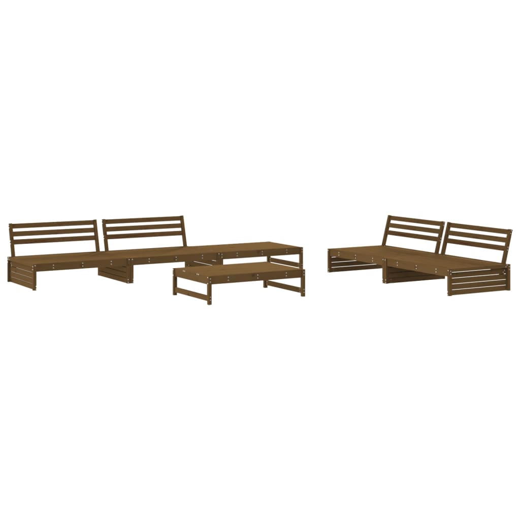 vidaXL 6-delige Loungeset met kussens grenenhout honingbruin afbeelding