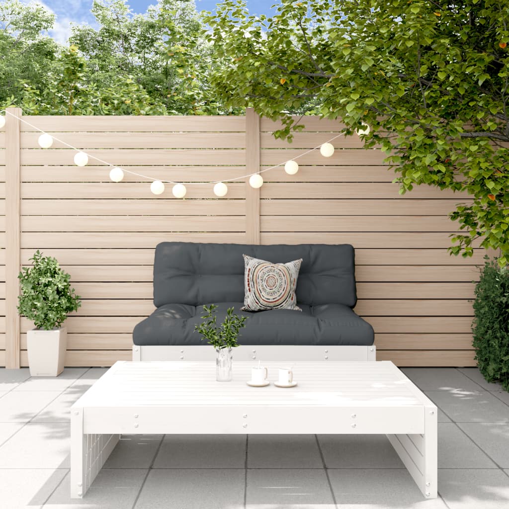 vidaXL 2-tlg. Garten-Lounge-Set mit Kissen Weiß Massivholz