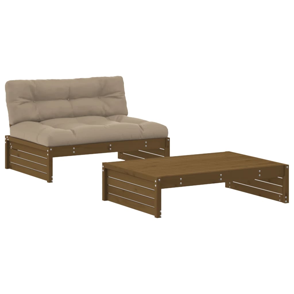 Thumbnail - vidaXL 2-tlg. Garten-Lounge-Set mit Kissen Honigbraun Massivholz
