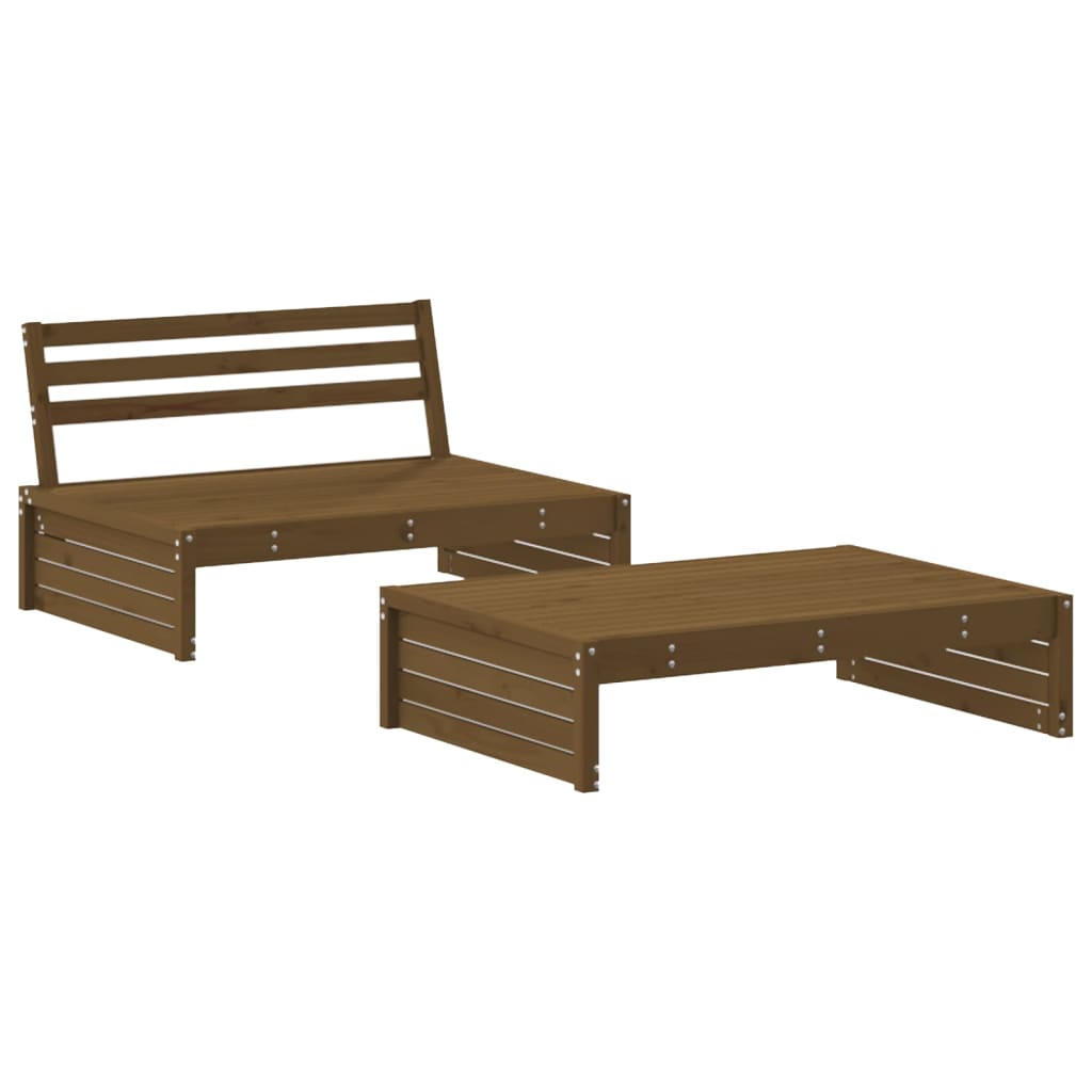 vidaXL 2-delige Loungeset met kussens massief hout honingbruin afbeelding