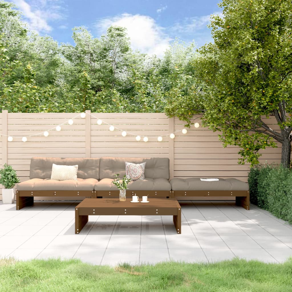 vidaXL 4-tlg. Garten-Lounge-Set mit Kissen Honigbraun Massivholz