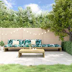 Vrtna garnitura 4-delna z blazinami impregnirana trdna borovina