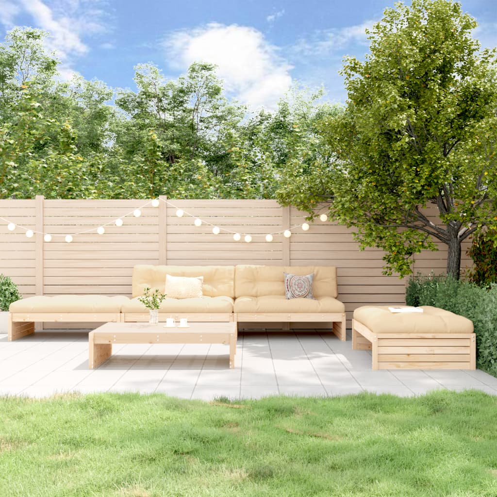 vidaXL 5-tlg. Garten-Lounge-Set mit Kissen Massivholz