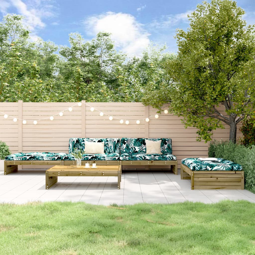 Zestaw wypoczynkowy ogrodowy - drewno sosnowe, modułowy, z poduszkami