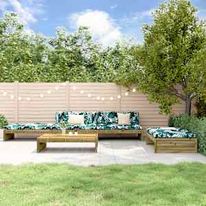 Vrtna garnitura 5-delna z blazinami impregnirana trdna borovina