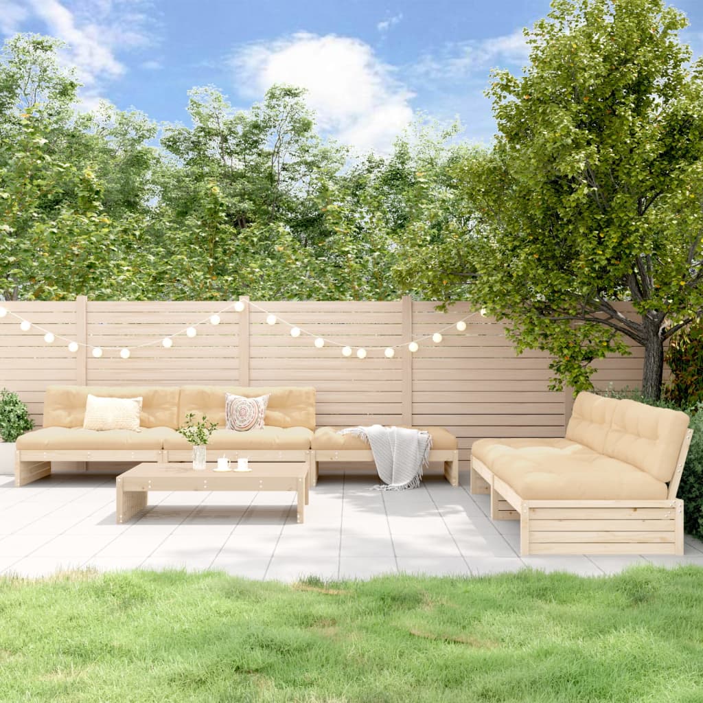 vidaXL 6-tlg. Garten-Lounge-Set mit Kissen Massivholz