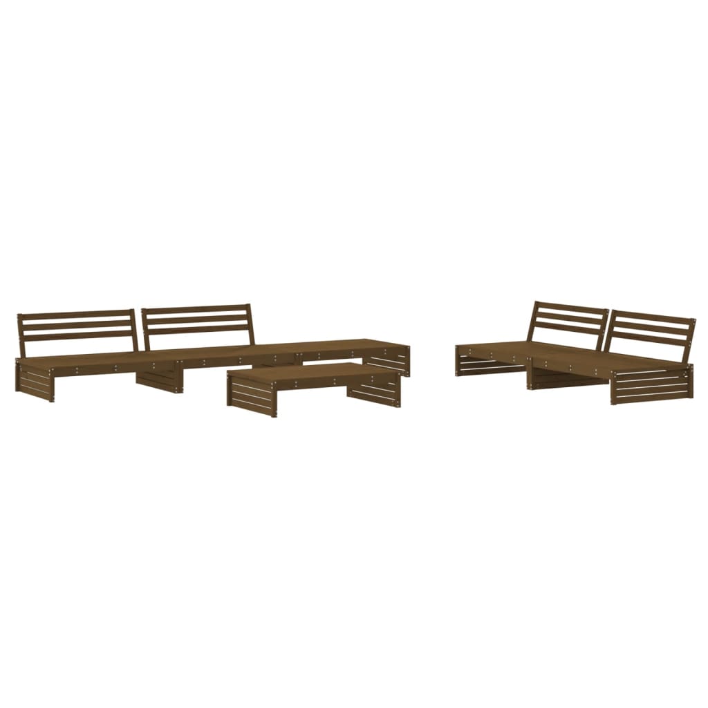 vidaXL 6-delige Loungeset met kussens grenenhout honingbruin afbeelding