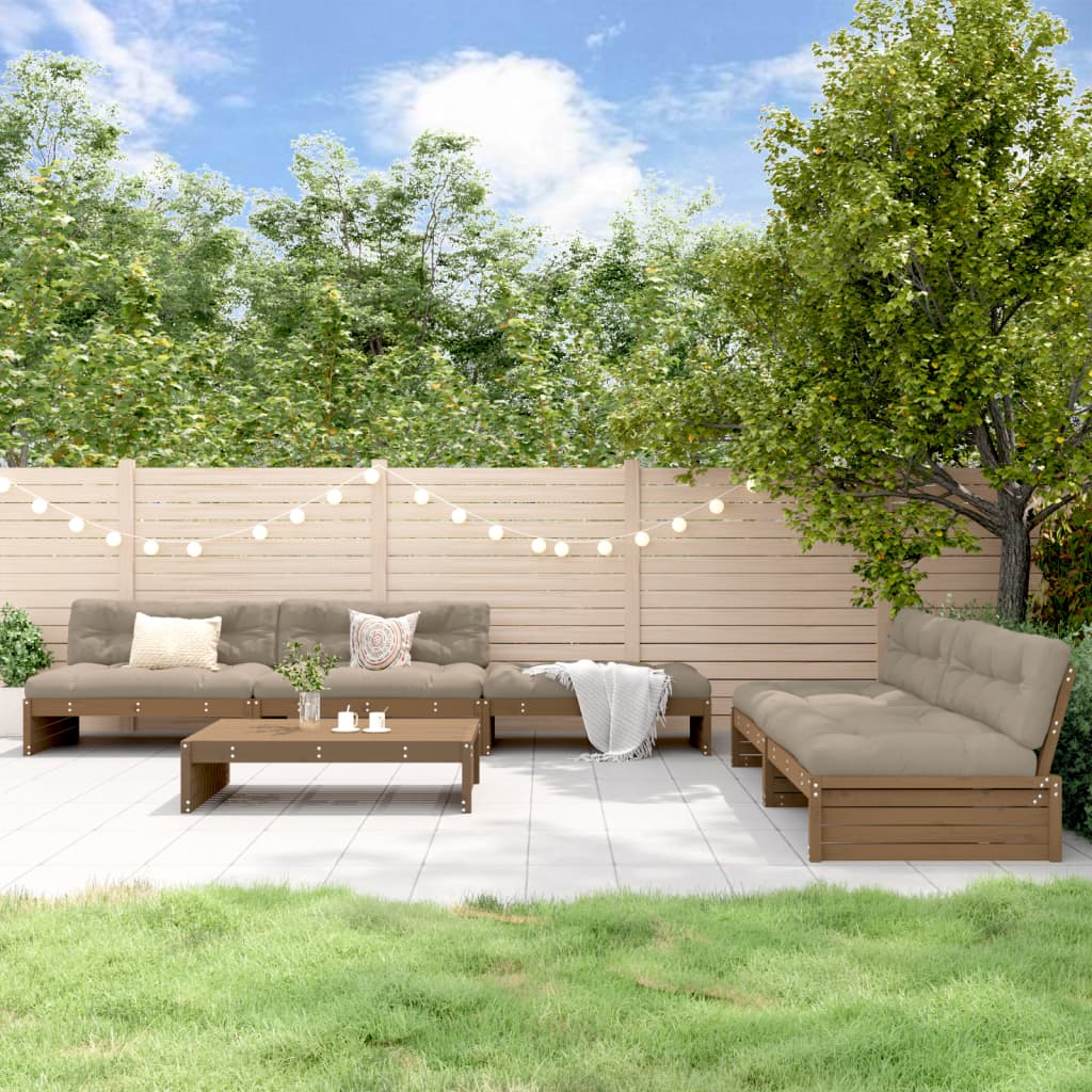 vidaXL 6-tlg. Garten-Lounge-Set mit Kissen Honigbraun Massivholz