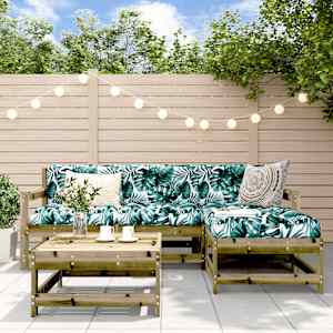 Vrtna sedežna garnitura 5-delna impregnirana trdna borovina