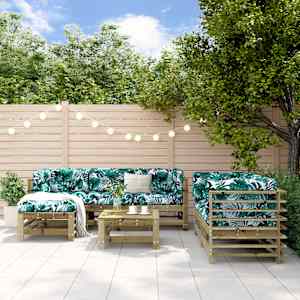 Vrtna sedežna garnitura 7-delna impregnirana borovina