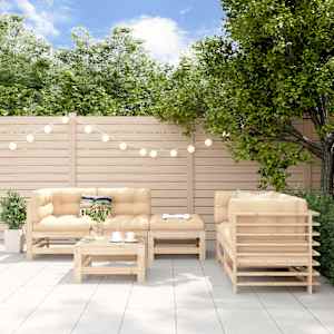 Vrtna sedežna garnitura 6-delna trdna borovina