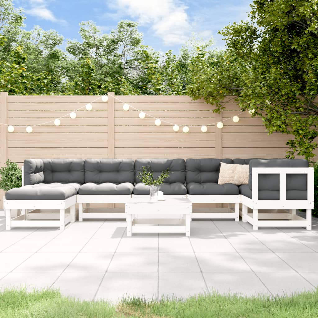 vidaXL 8-tlg. Garten-Lounge-Set Weiß Massivholz Kiefer