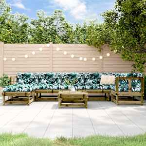 Vrtna sedežna garnitura 8-delna impregnirana borovina