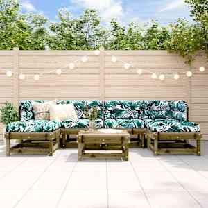 Vrtna sedežna garnitura 7-delna impregnirana borovina