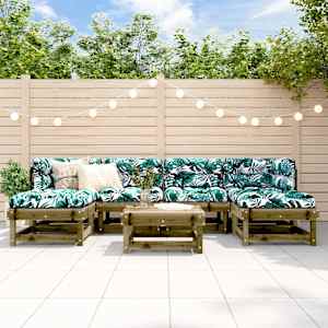 Vrtna sedežna garnitura 7-delna impregnirana borovina