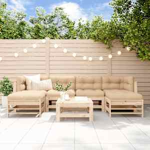 Vrtna sedežna garnitura 7-delna trdna borovina