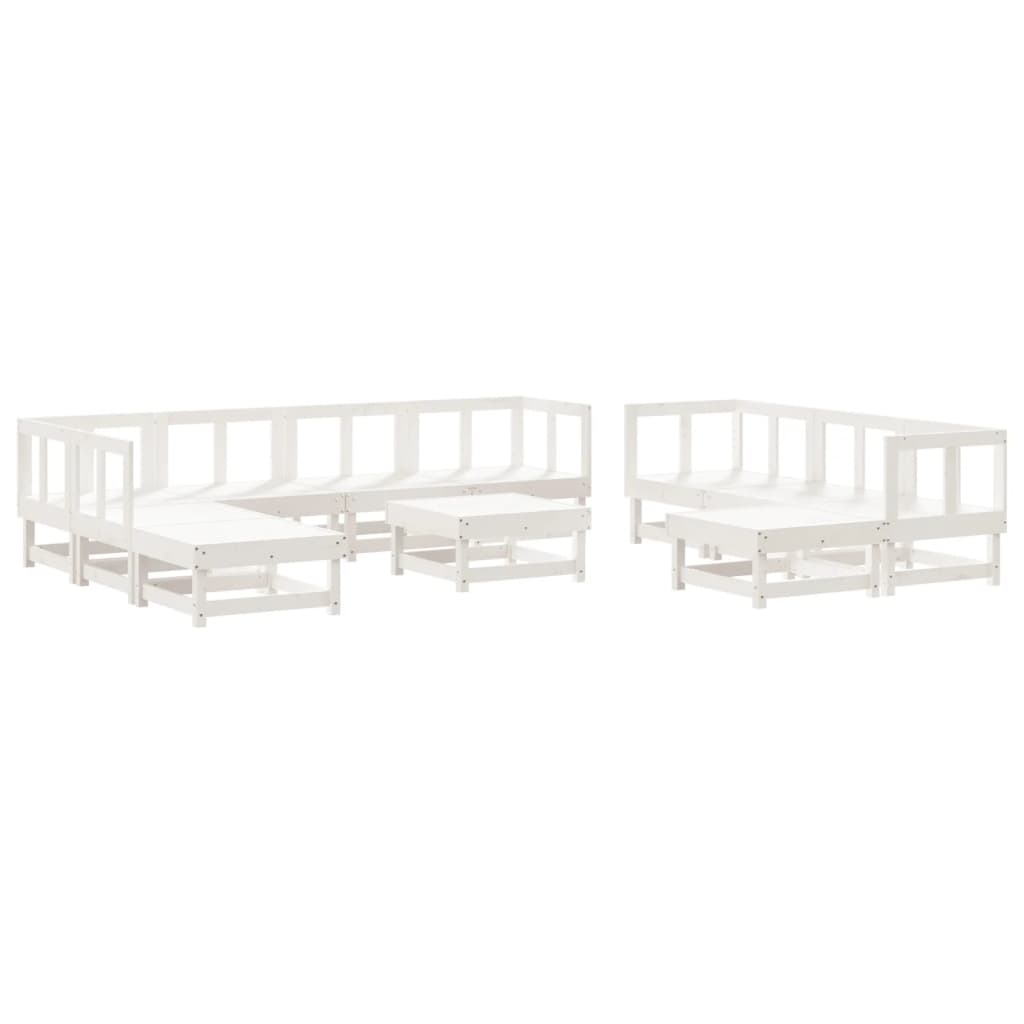 VidaXL Salon De Jardin 11 Pcs Blanc Bois De Pin Massif