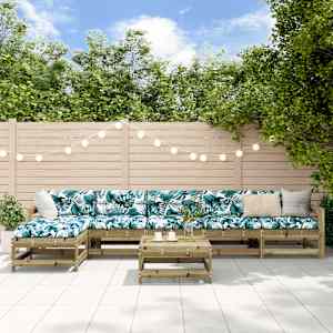 Vrtna sedežna garnitura 7-delna impregnirana borovina