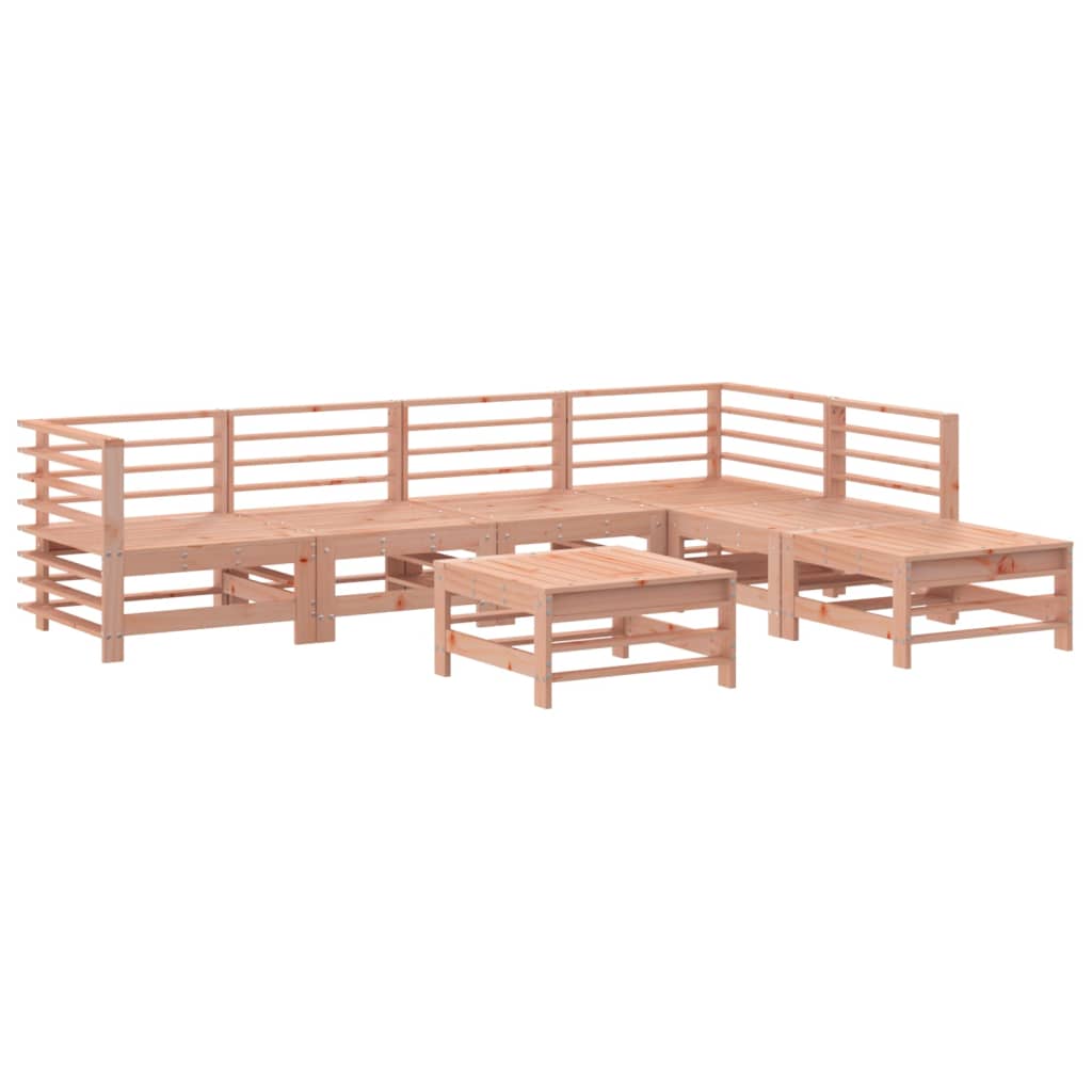 Drewniany zestaw wypoczynkowy, 3 sofy środkowe, 2 podnóżki/stoliki, 2 sofy narożne