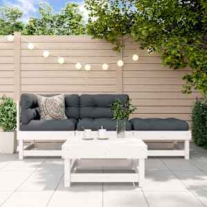 Vrtna sedežna garnitura 4-delna bela trdna borovina