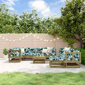 Vrtna sedežna garnitura 10-delna impregnirana borovina