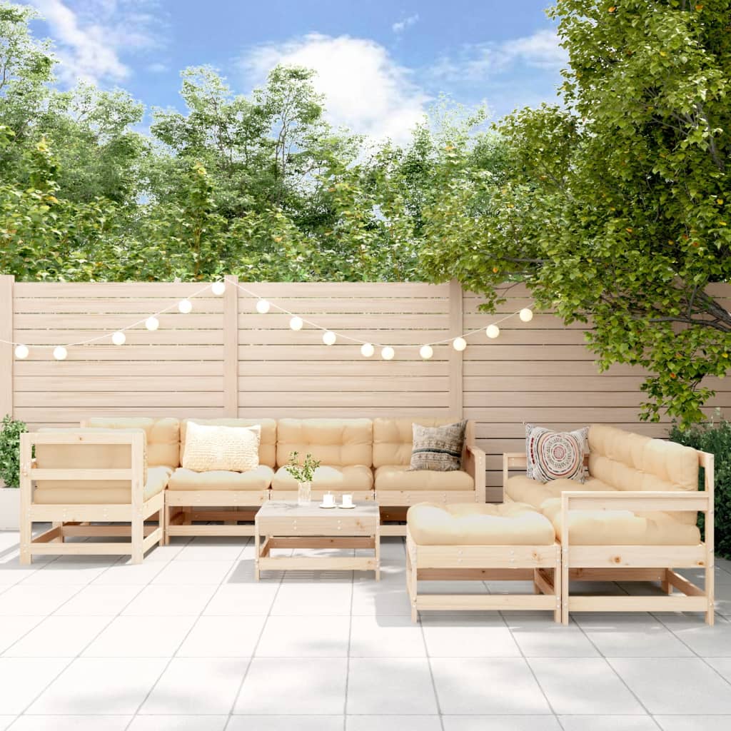 vidaXL 10-tlg. Garten-Lounge-Set Massivholz Kiefer