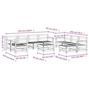 Vrtna sedežna garnitura 10-delna bela trdna borovina - slika 7